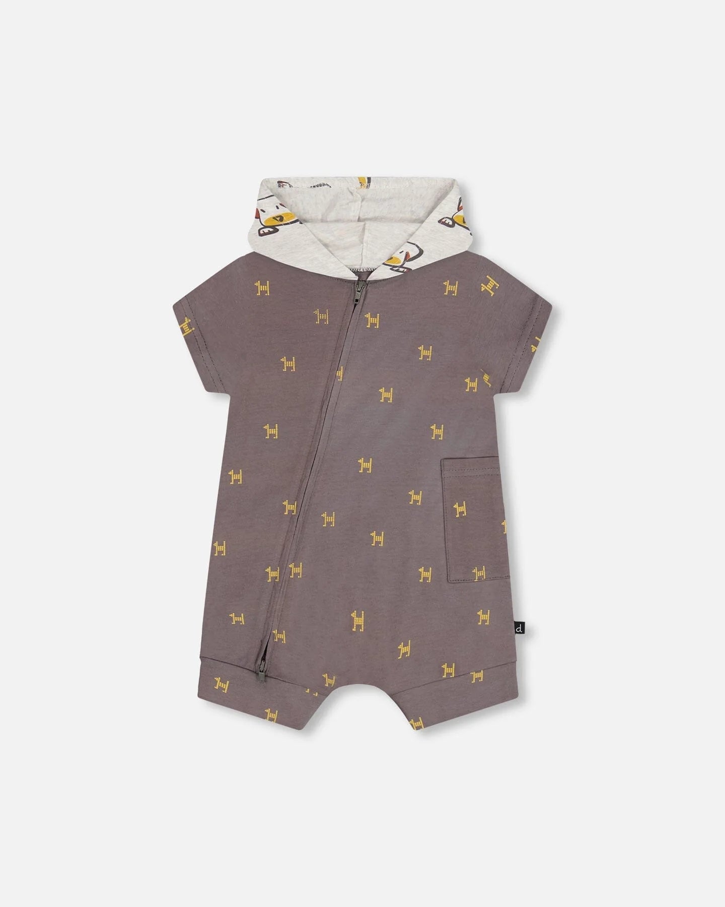 Deux Par Deux Baby Boy Hooded Romper  F30C40  Printed Small Dogs