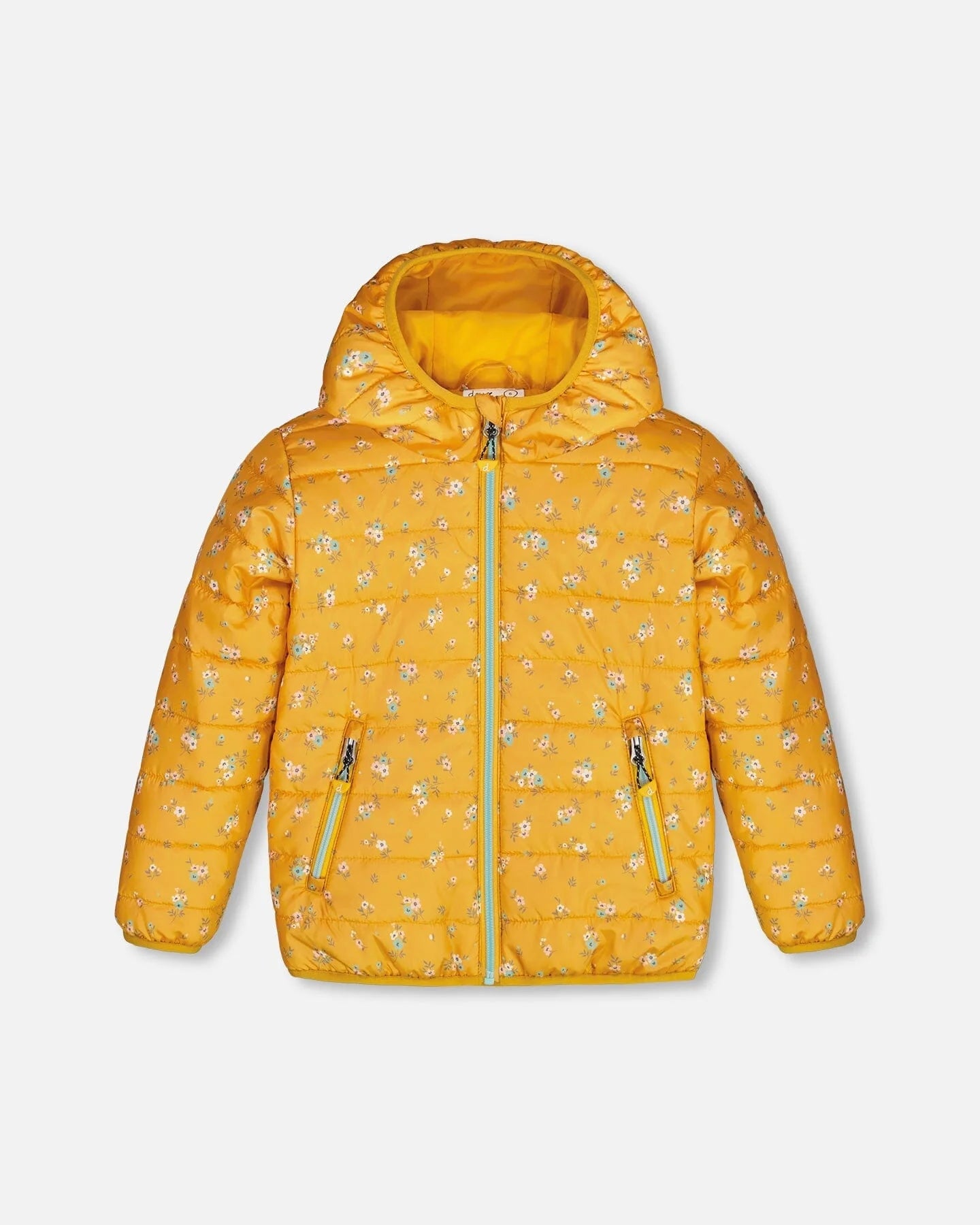 Deux Par Deux Girls Quilted Jacket  F30W57  Printed Flowers B. Yellow