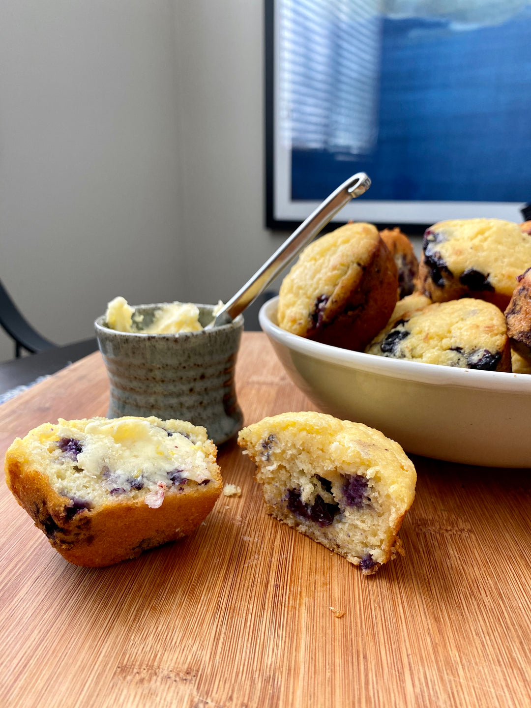 Blueberry + Cornmeal + Lemon Honey Butter = A Big Batch of Yum!