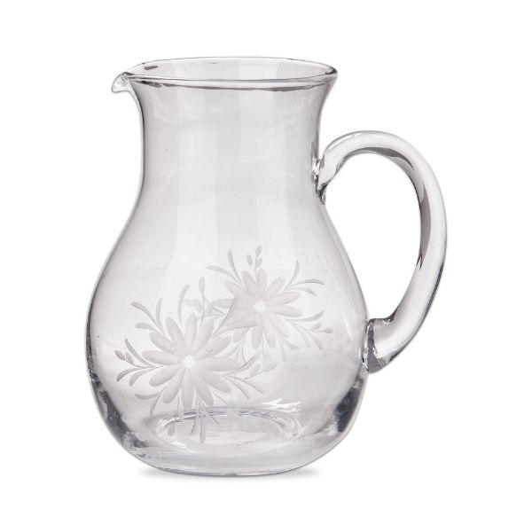 Tag Fleur Etched Glass Pitcher  G17951  Clear
