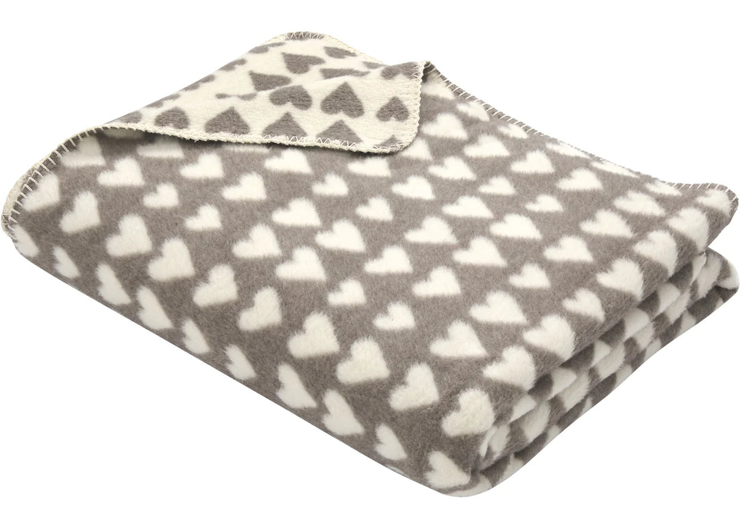 Fussenegger Savona Velour Throw  02409350  Smoke Allover Hearts
