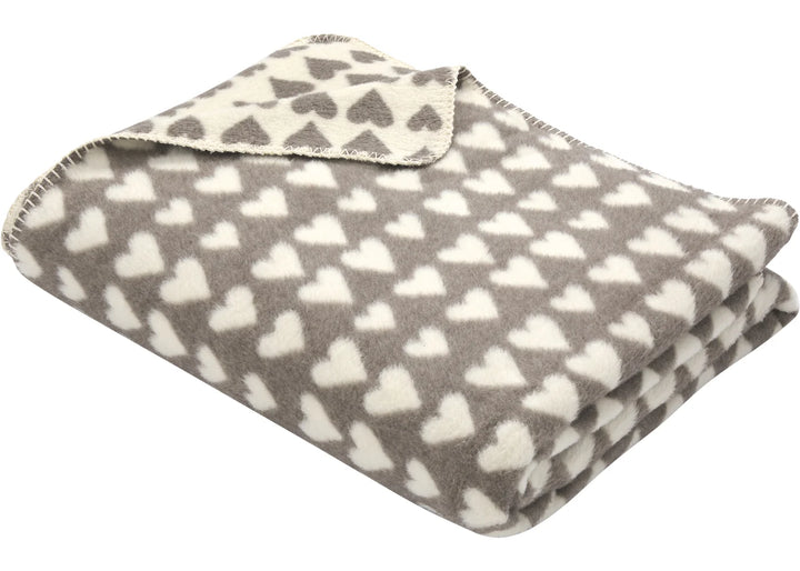 Fussenegger Savona Velour Throw  02409350  Smoke Allover Hearts