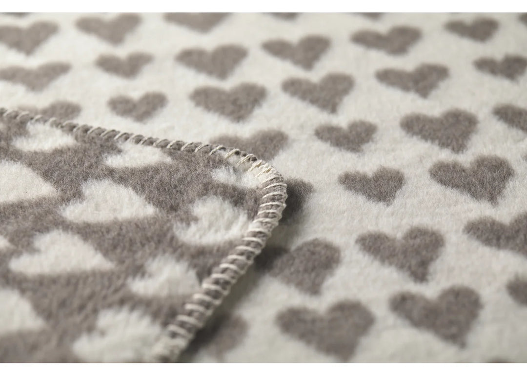 Fussenegger Savona Velour Throw  02409350  Smoke Allover Hearts