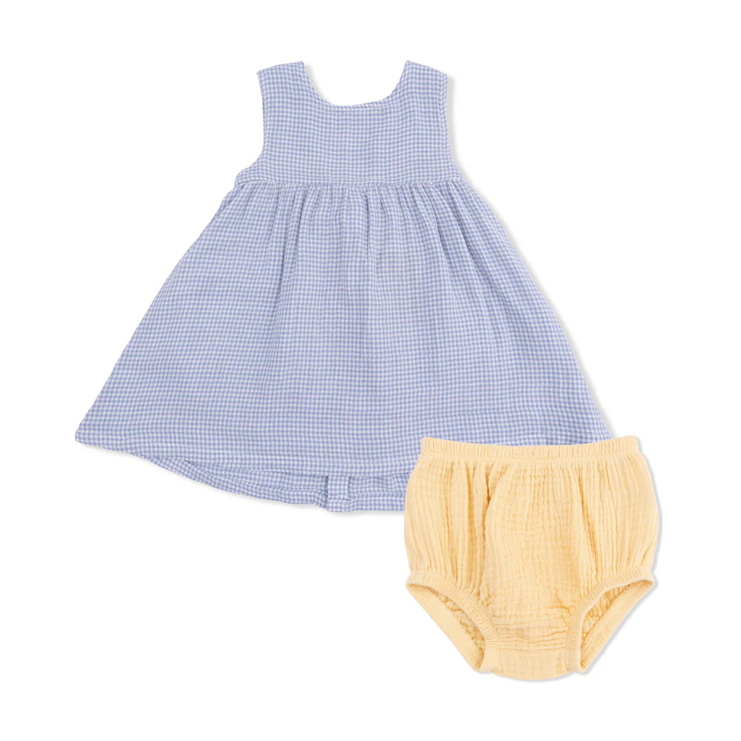 Angel Dear Baby Girl Dress 1337-S26-MGI  Micro Gingham Blue Blizzard