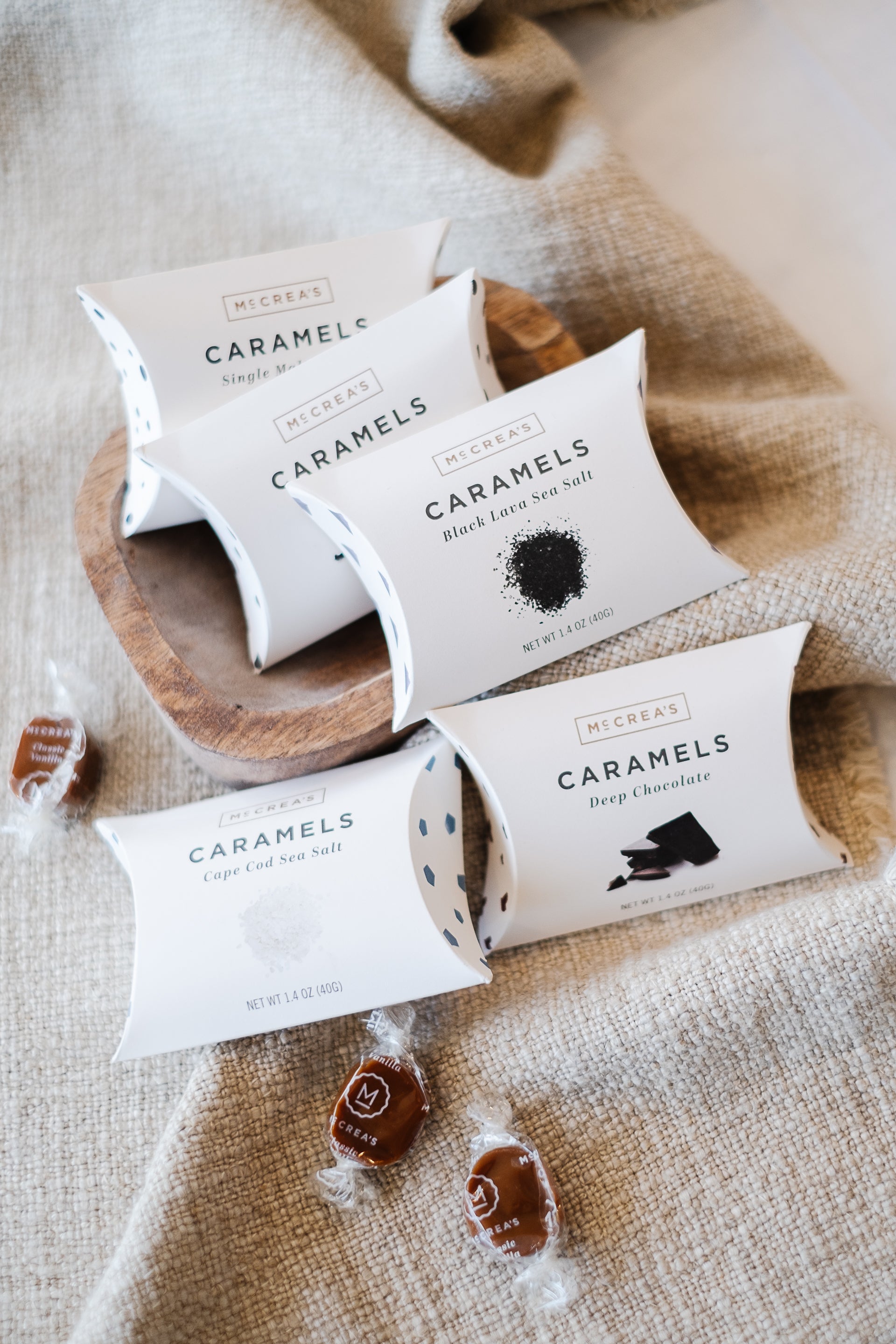 McCreas Hand Crafted Caramels Five Piece Pillow Box