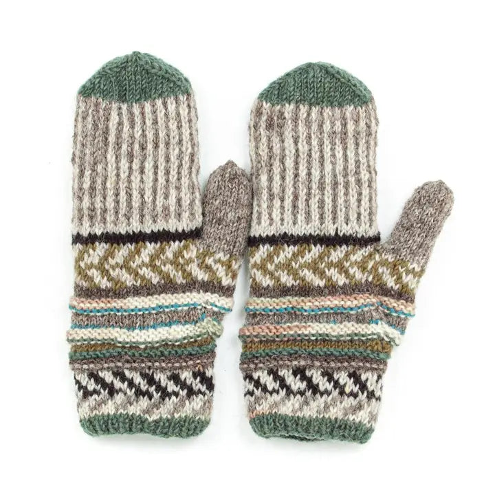Lost Horizons Nina Mittens  -  Fair Isle Pattern  -  Grey