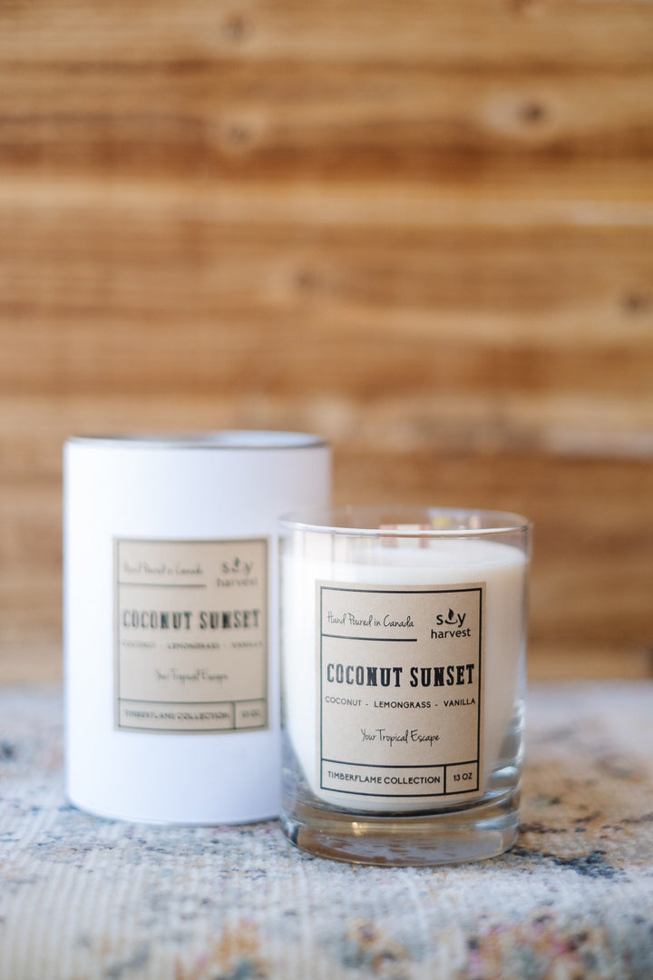 Soy Harvest Timberflame Candle - Coconut Sunset