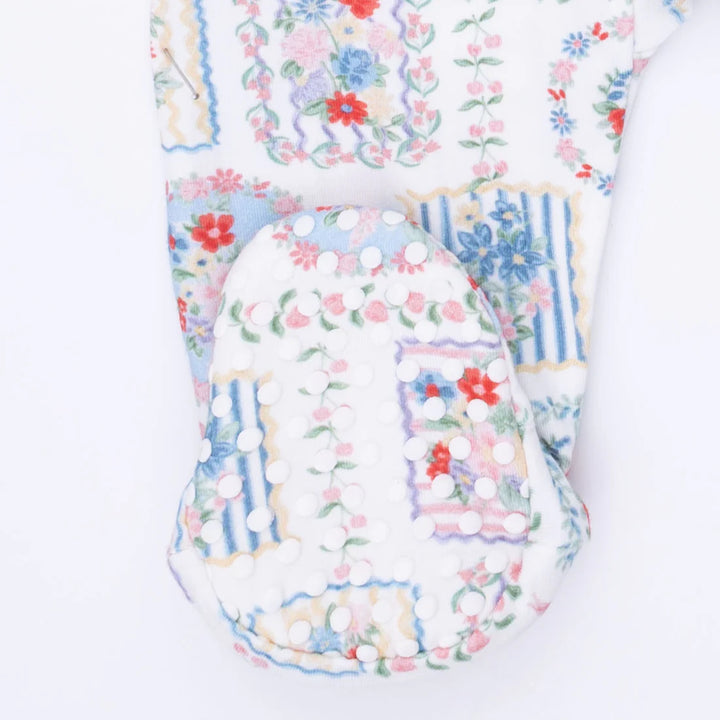 Angel Dear Baby Girl Zipper Footie  653-S26-JFP1  Julep's Floral Patchwork