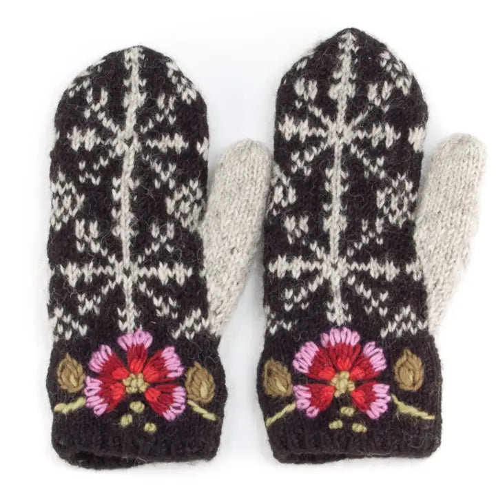 Lost Horizons Eleanor Mittens  -  Black