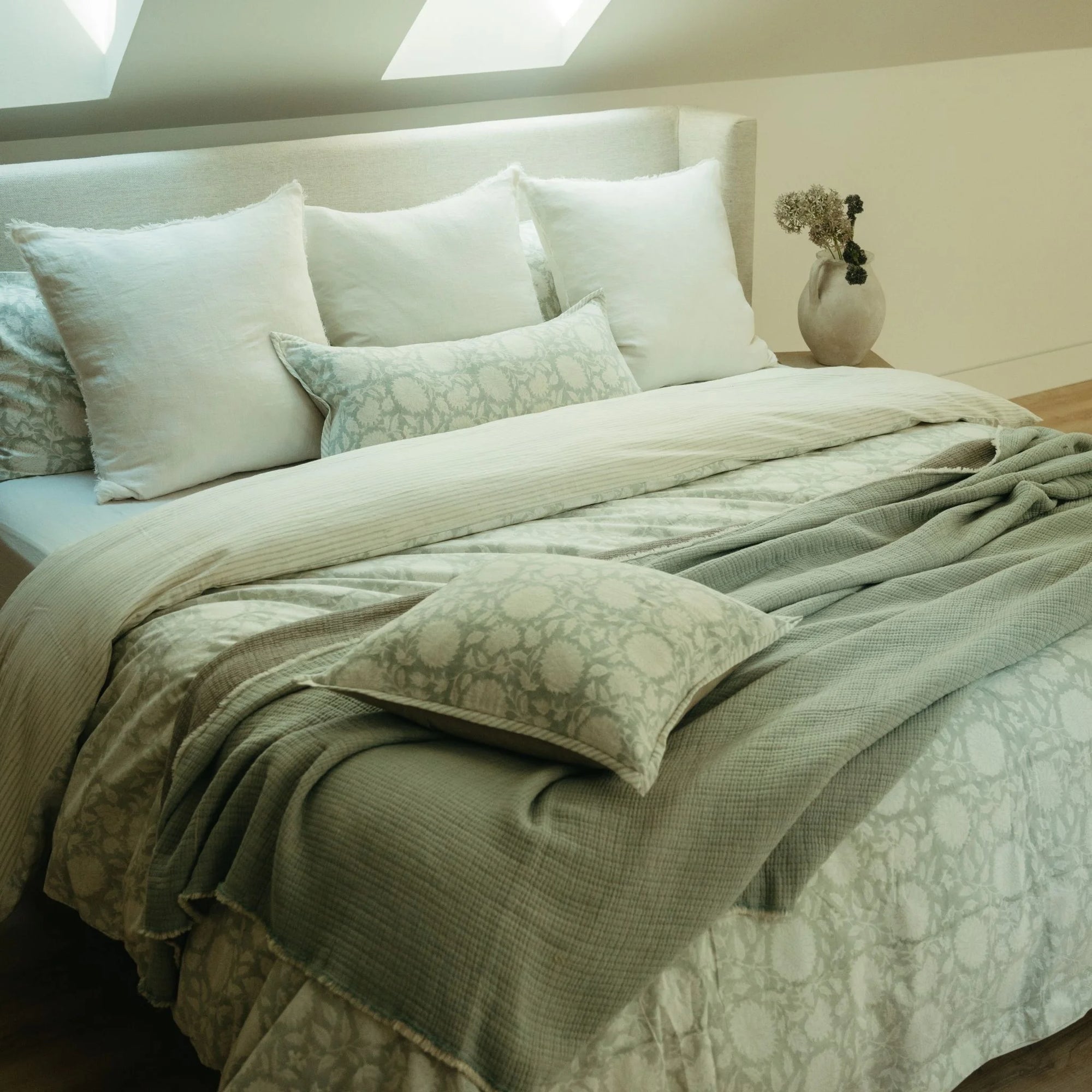 Indaba Maeve Block Print Pillow Mist 1-2102