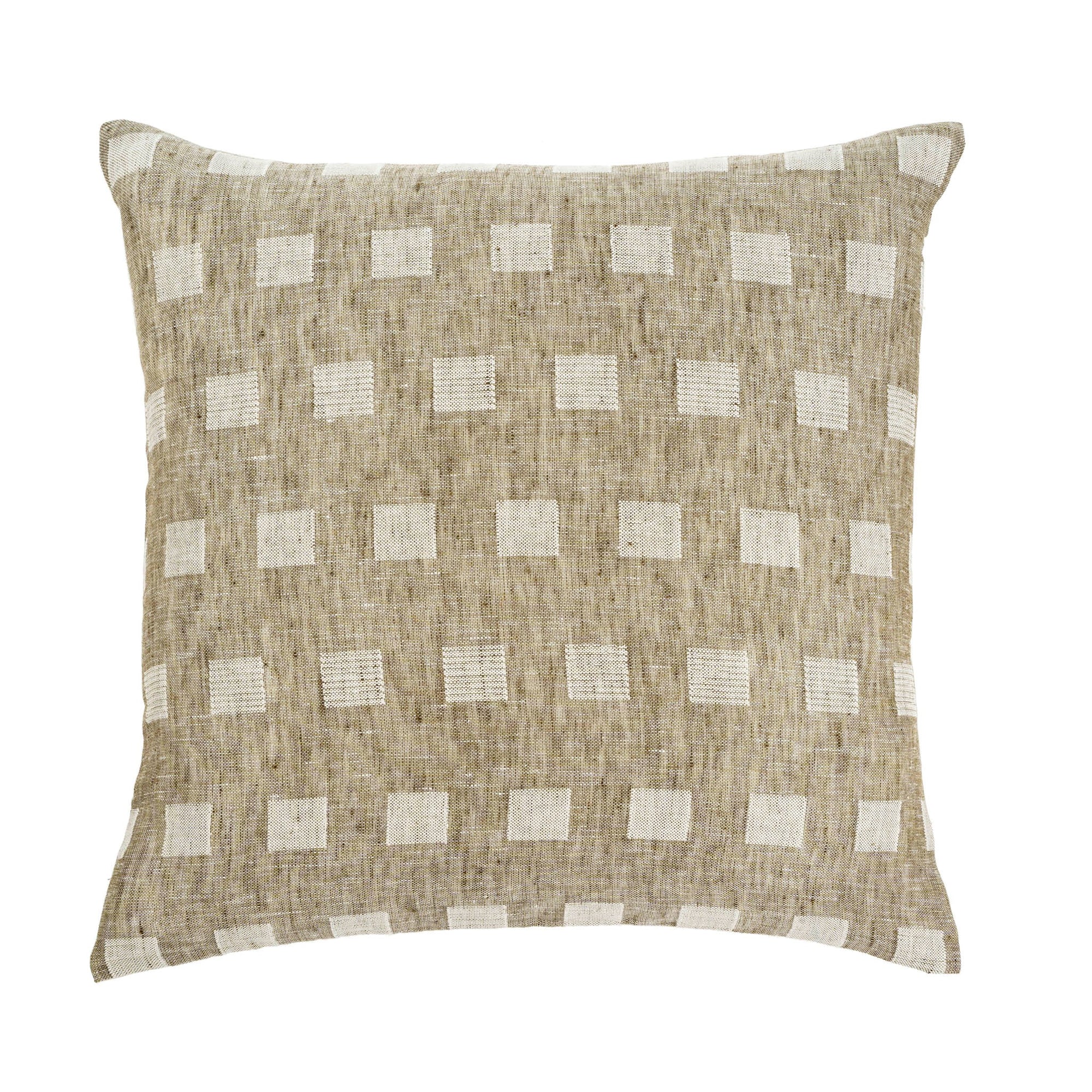 Indaba Check Linen Cushion  1-2162  Natural