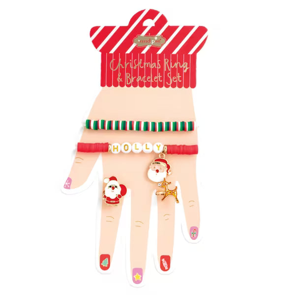 Mudpie Christmas Ring and Bracelet Set  -  Holly