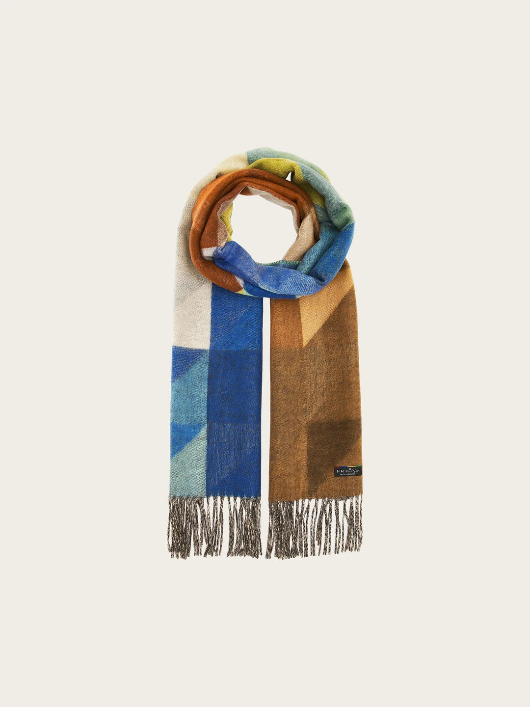 Fraas Cashmink Scarf with Geometric Deisgin  620002-561  Industrial blue