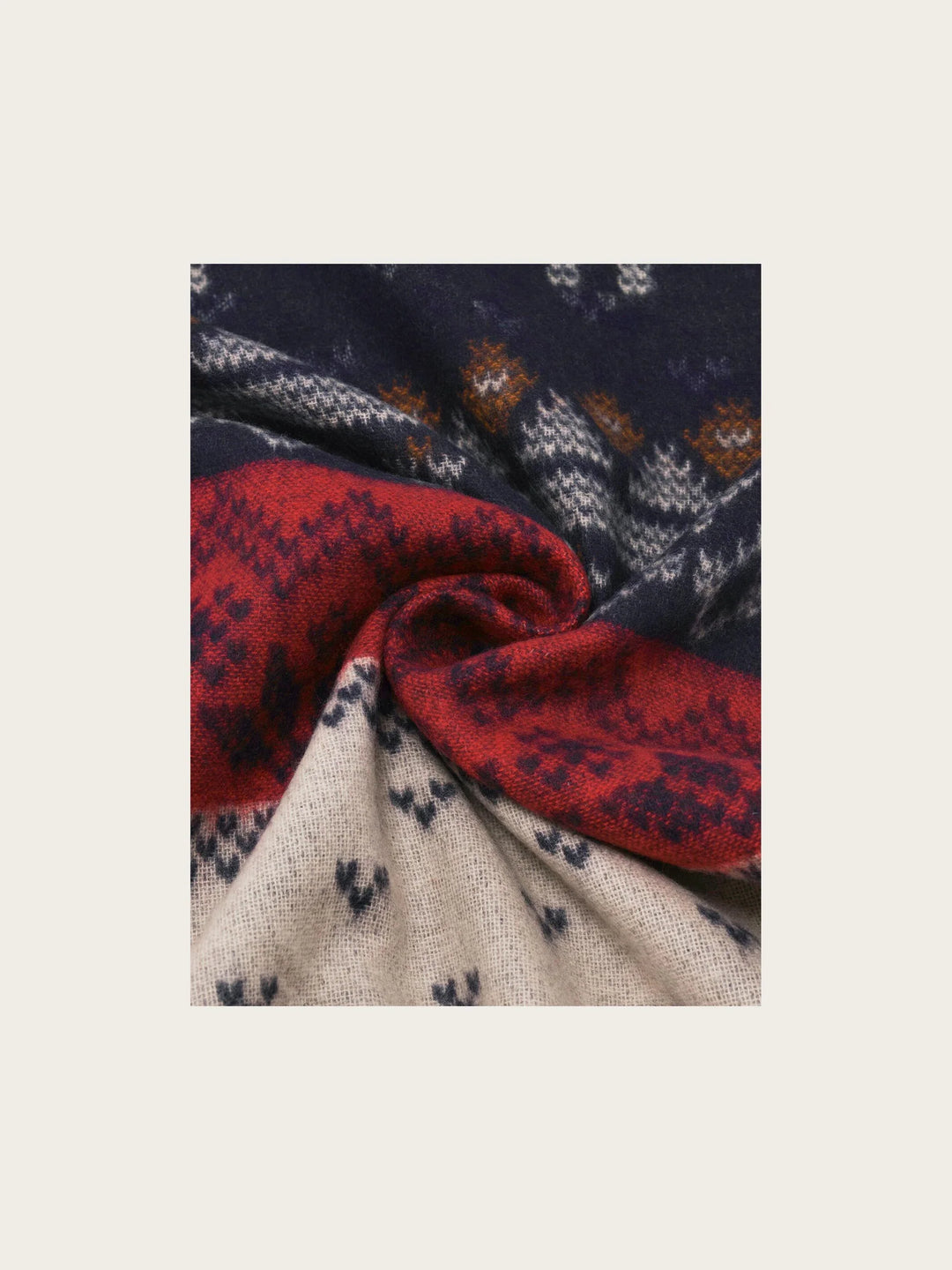 Fraas Cashmink Scarf with Mixed Wintery Patterns  620014  Dark Navy