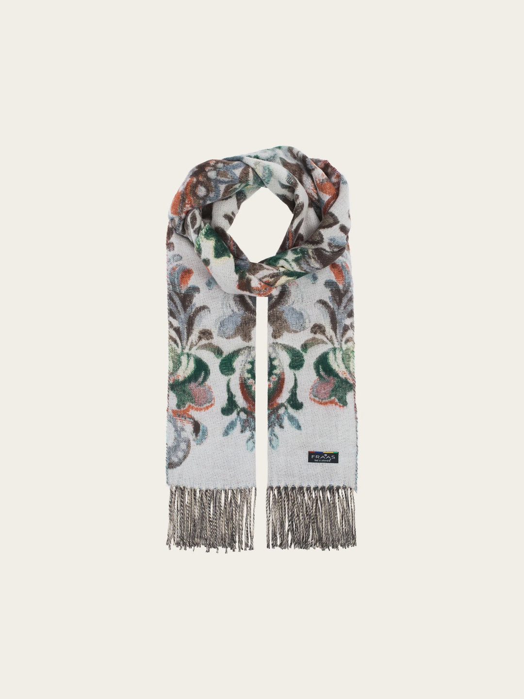 Fraas Cashmink Scarf with Floral and Vine Design  620015-501  Zen blue