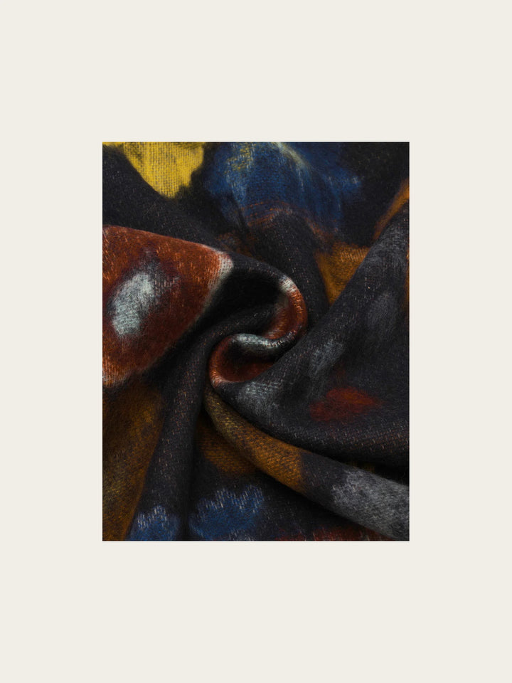 Fraas Cashmink Scarf with Floral Pattern  625266-570  Navy