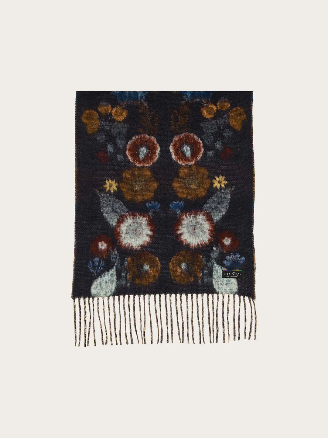 Fraas Cashmink Scarf with Floral Pattern  625266-570  Navy