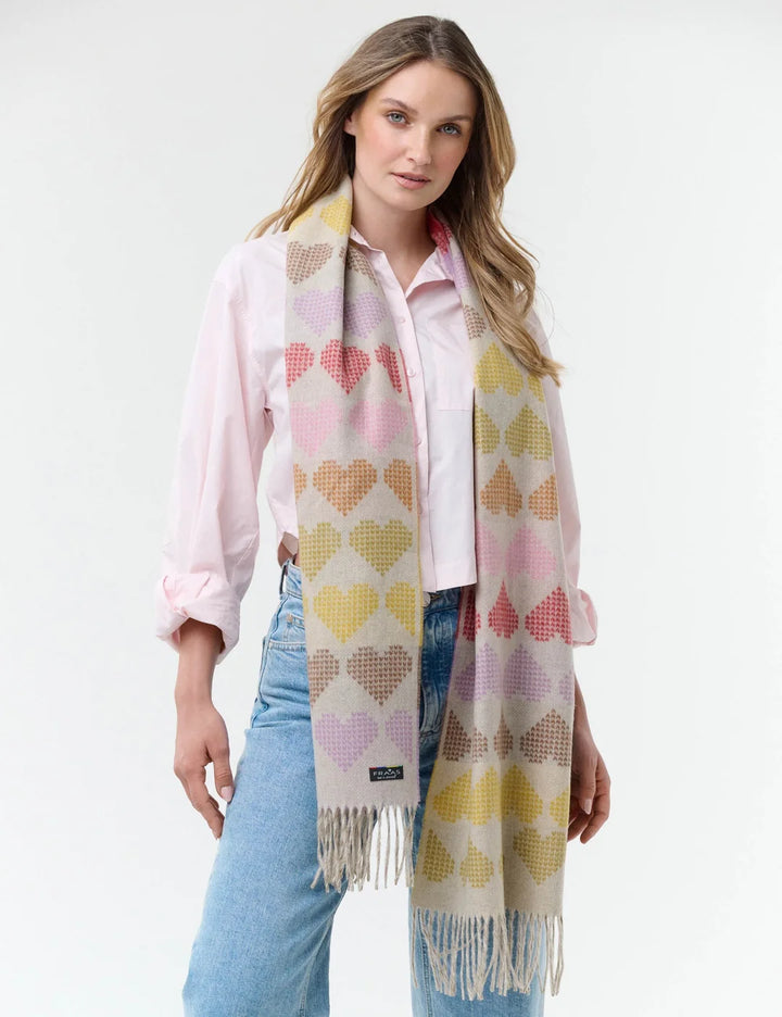 Fraas Cashmink Scarf with Heart Design  625529-970  Multicolour