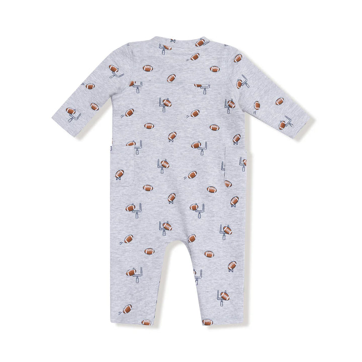 Angel Dear Baby French Terry Baseball Collar Romper   536-F25-FBG   Football Field Goal