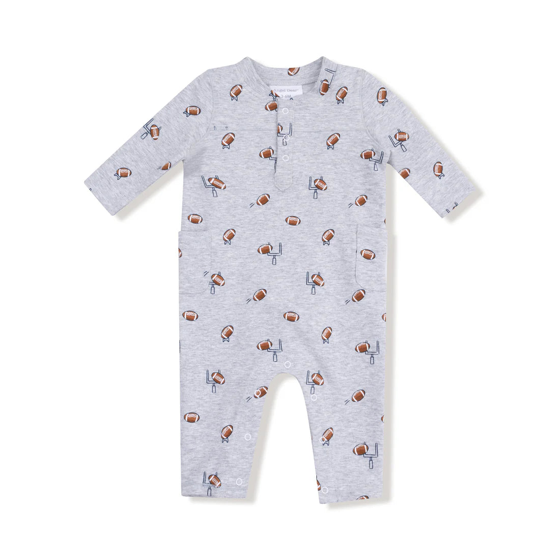 Angel Dear Baby French Terry Baseball Collar Romper   536-F25-FBG   Football Field Goal