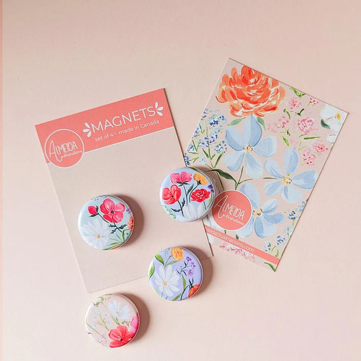 Almedia Magnet Set of 4 - Bright Florals
