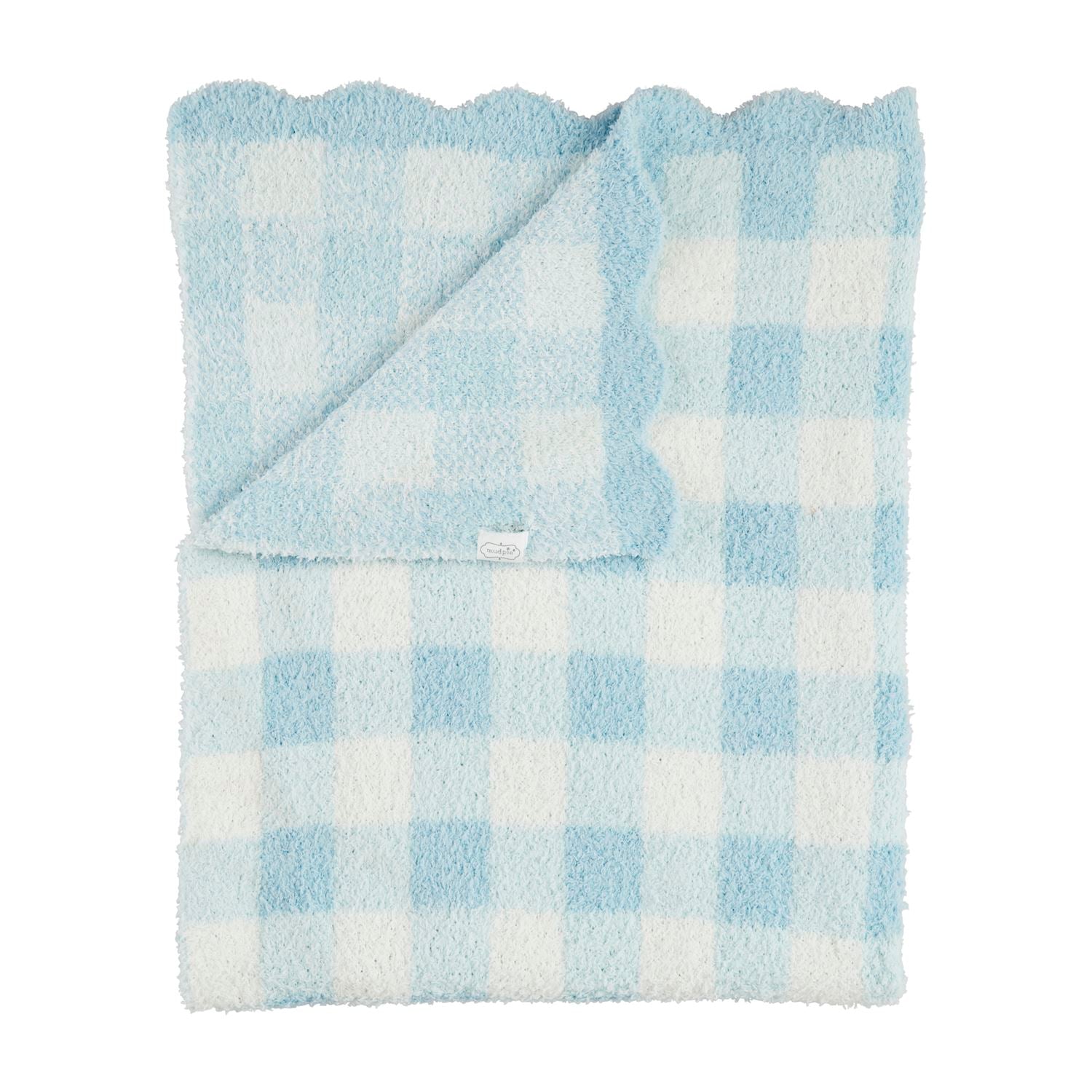 Mudpie Blue Gingham Chenile Blanket 11000258
