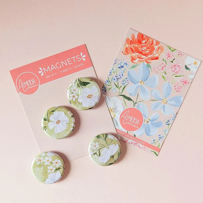 Almedia Magnet Set of 4 - Green Florals