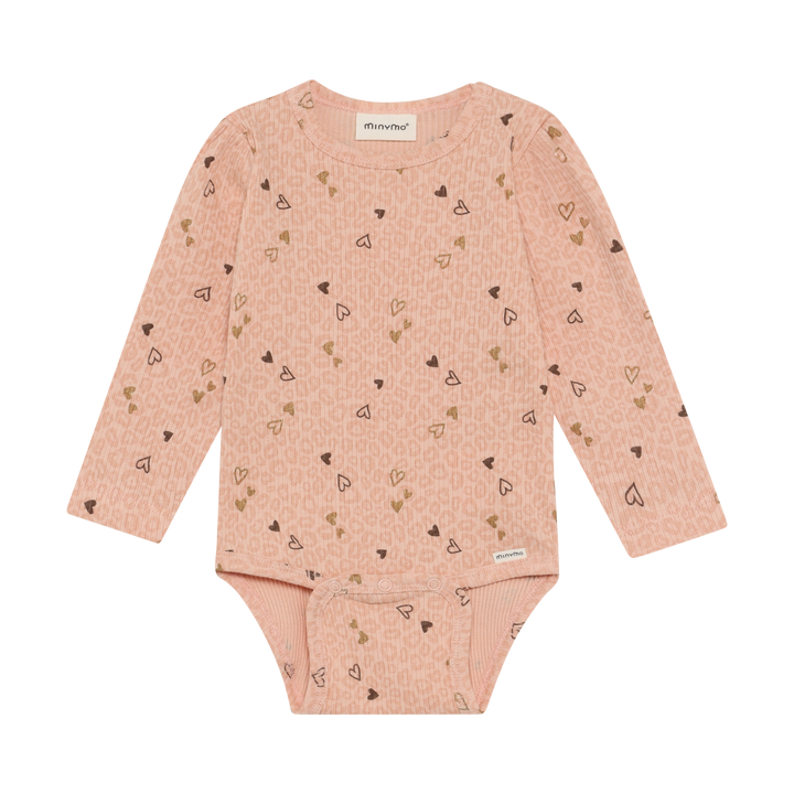 Minymo Baby Girl Long Sleeve Bodysuit  114402-5000  Allover Heart Print