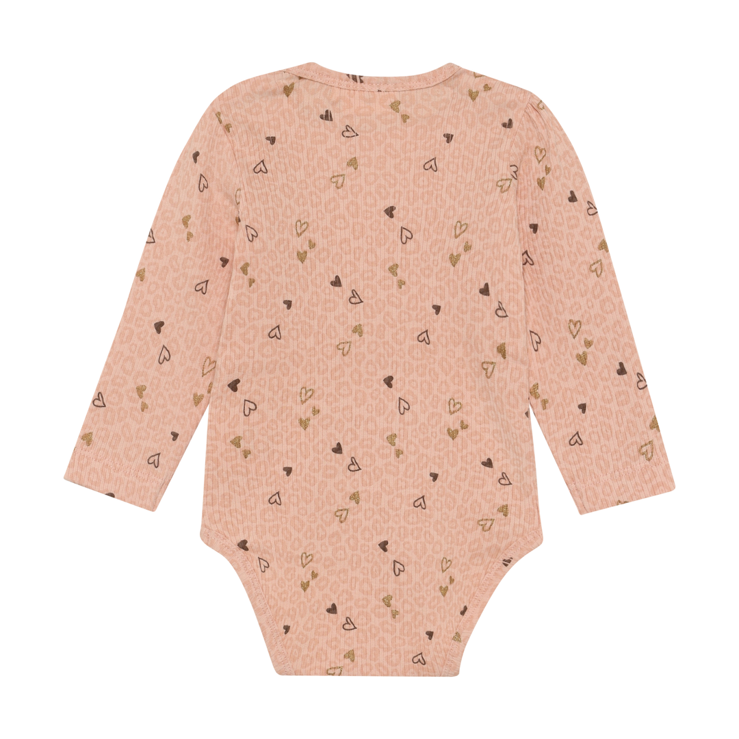 Minymo Baby Girl Long Sleeve Bodysuit  114402-5000  Allover Heart Print