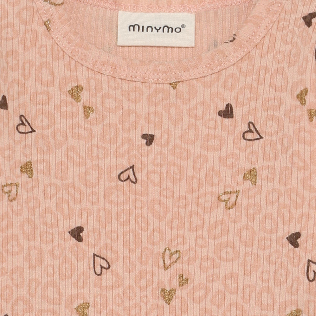 Minymo Baby Girl Long Sleeve Bodysuit  114402-5000  Allover Heart Print