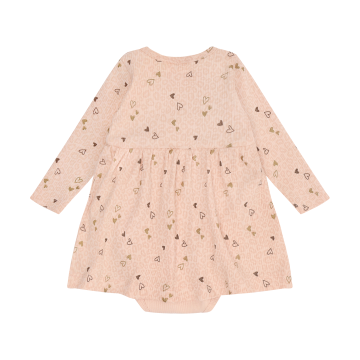 Minymo Baby Girl Ribbed Bodysuit Dress  114428-5000  All Over Heart Print