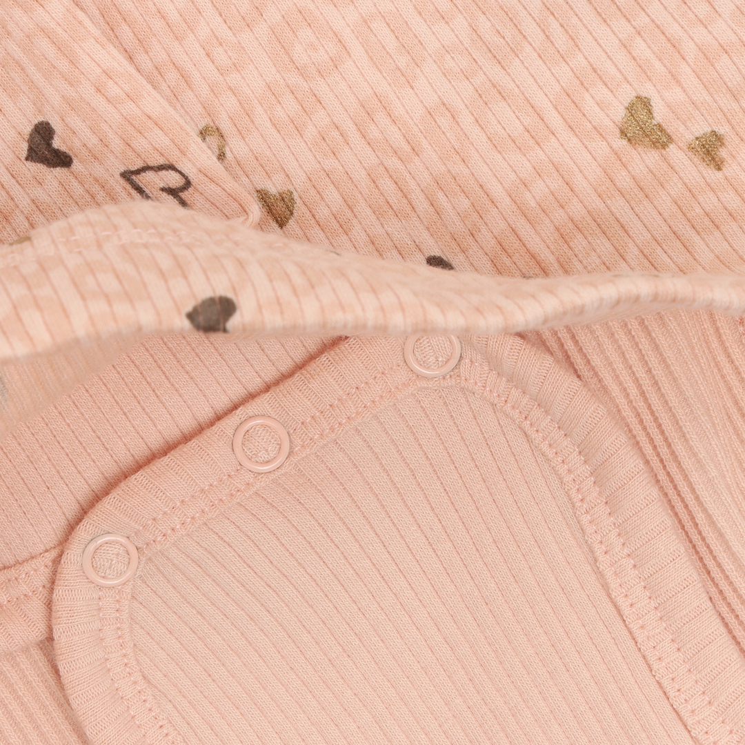Minymo Baby Girl Ribbed Bodysuit Dress  114428-5000  All Over Heart Print