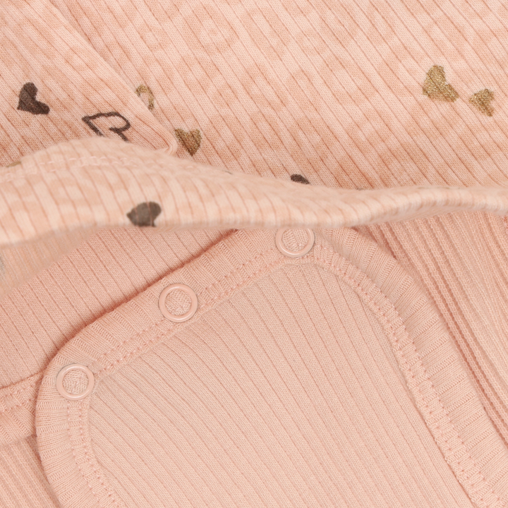 Minymo Baby Girl Ribbed Bodysuit Dress  114428-5000  All Over Heart Print