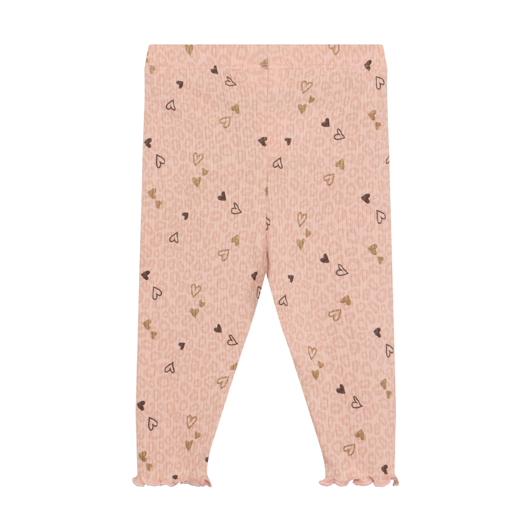 Minymo Baby Girl Ribbed Legging  114433-5000  All Over Heart Print