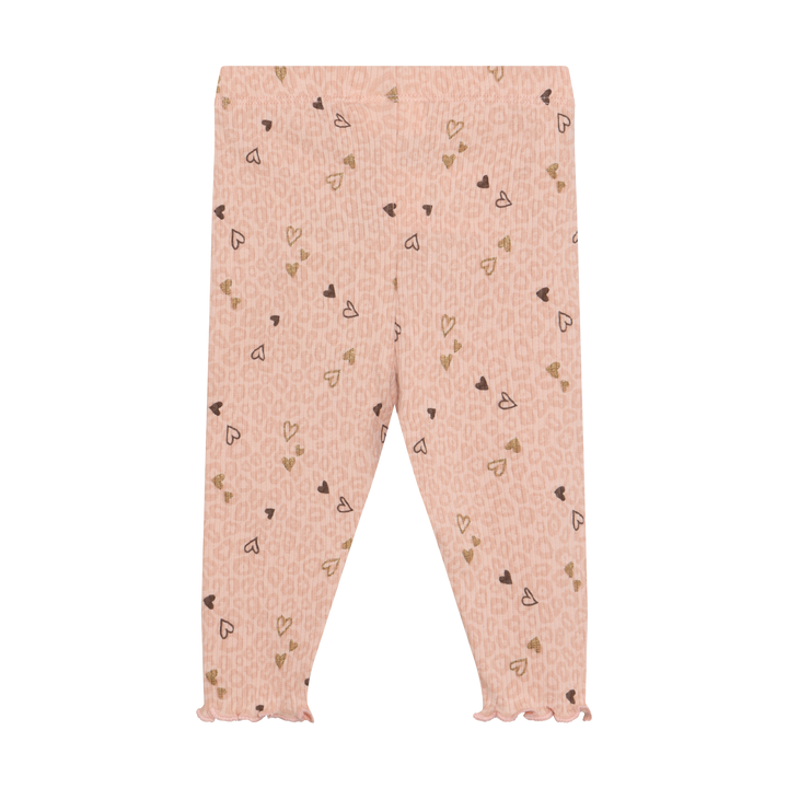 Minymo Baby Girl Ribbed Legging  114433-5000  All Over Heart Print