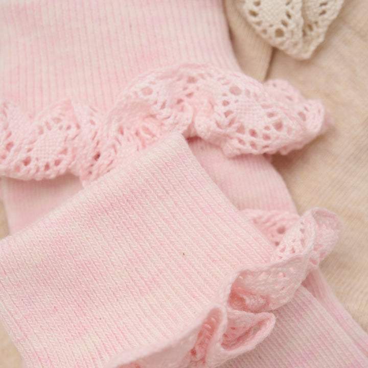 Minymo Girls 2Pk Socks with Lace  123926