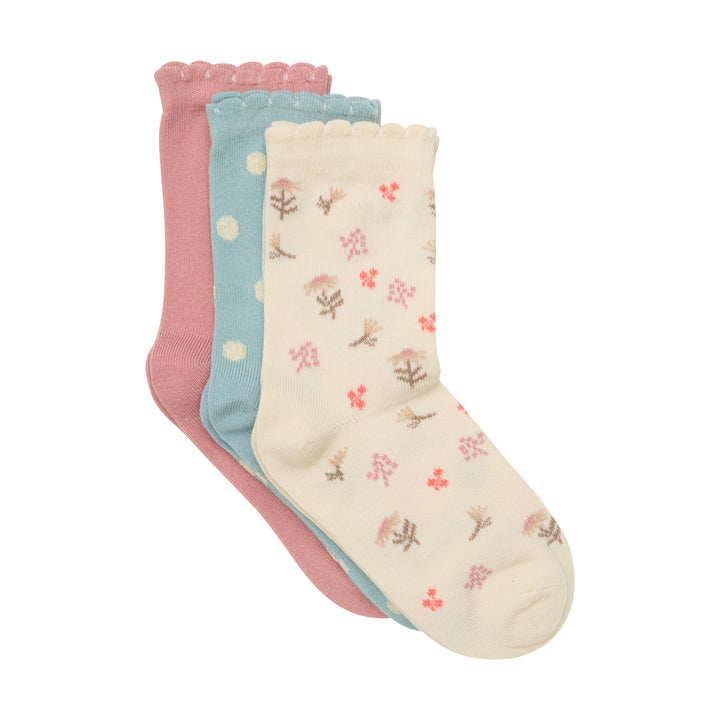 Minymo Girls Sock Set/3 124062 Cream/Mint/ Rose