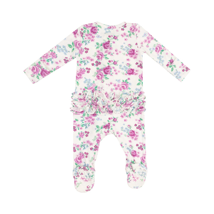 Angel Dear Baby Girl Ruffled 2 Way Zipper Footie   128-S25-CUR   Cute Little Roses