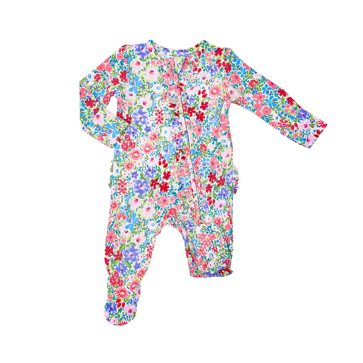Angel Dear Ruffle Zipper Footie   London Floral *