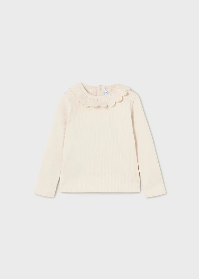Mayoral Baby Girl Ribbed Long Sleeve Tee  2008-77  Garbanzo *