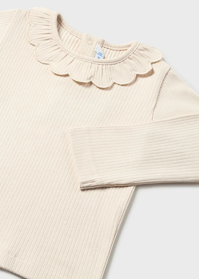 Mayoral Baby Girl Ribbed Long Sleeve Tee  2008-77  Garbanzo *