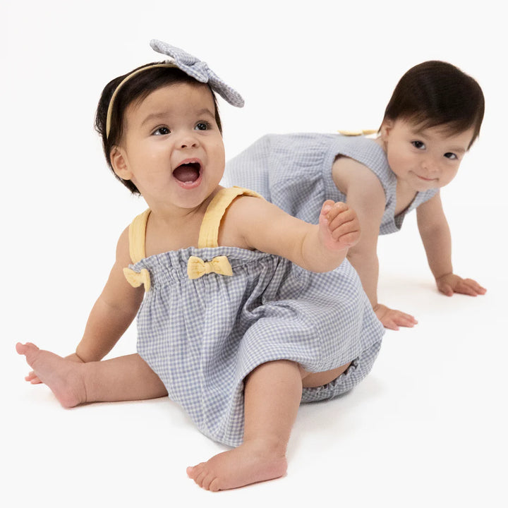 Angel Dear Baby Girl Top with Bows  1353-S26-MGI  Micro Gingham Blue Blizzard