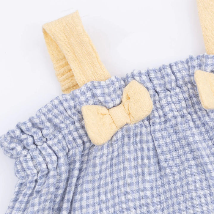 Angel Dear Baby Girl Top with Bows  1353-S26-MGI  Micro Gingham Blue Blizzard