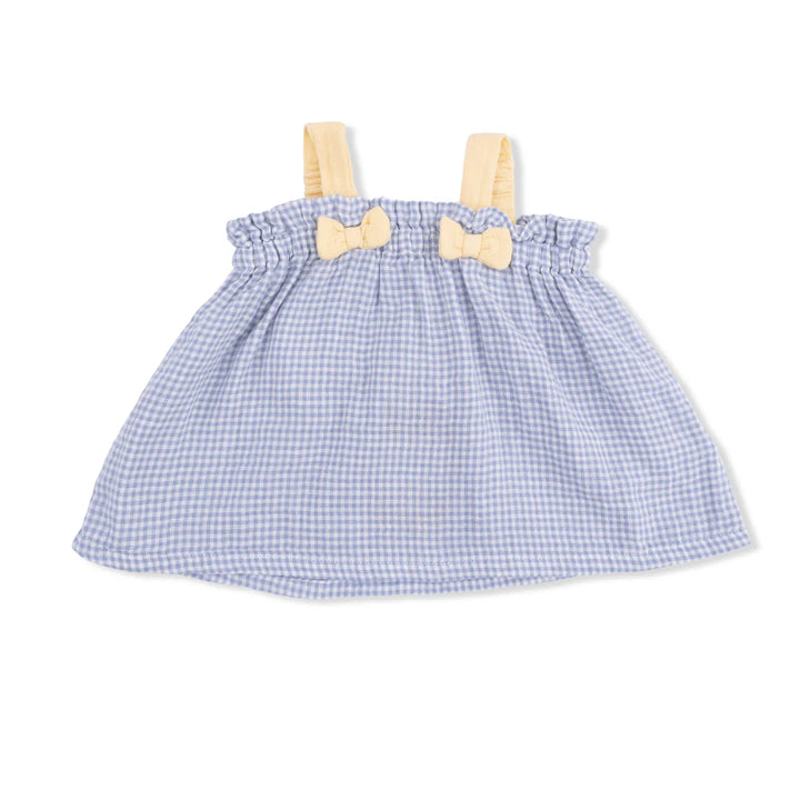 Angel Dear Baby Girl Top with Bows  1353-S26-MGI  Micro Gingham Blue Blizzard