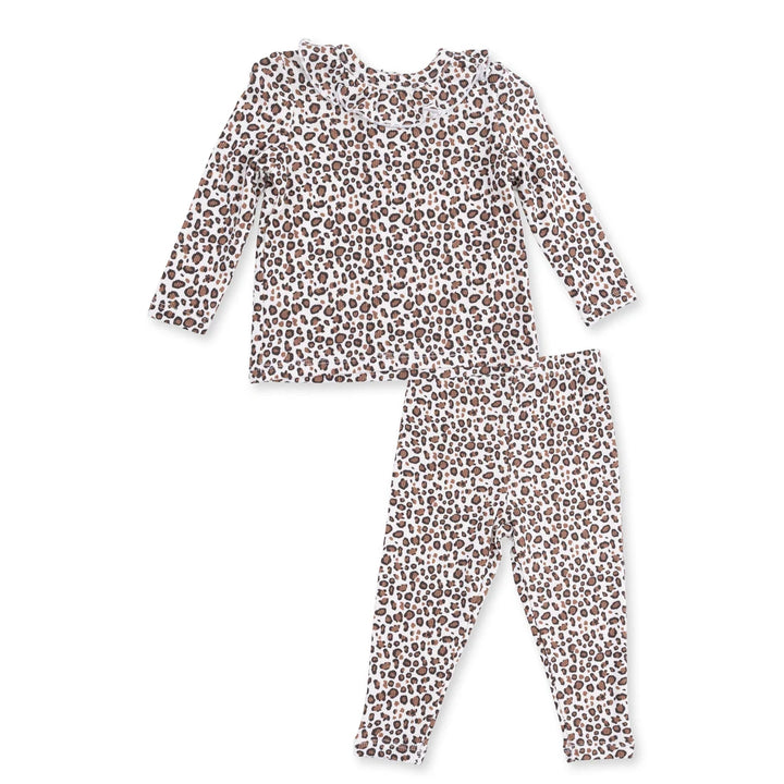 Angel Dear Baby Girl Long Sleeve Ruffle Top & Pant Set   1382S-F26-LPR   Leopard Rib