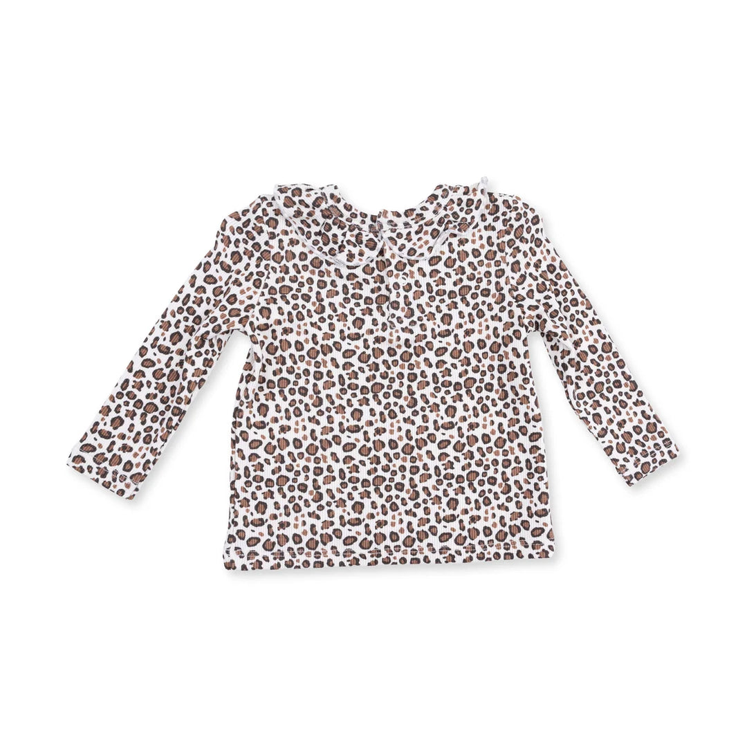 Angel Dear Baby Girl Long Sleeve Ruffle Top & Pant Set   1382S-F26-LPR   Leopard Rib