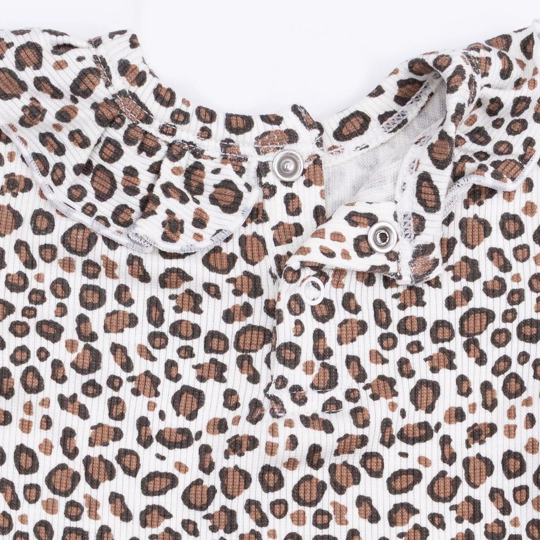Angel Dear Baby Girl Long Sleeve Ruffle Top & Pant Set   1382S-F26-LPR   Leopard Rib
