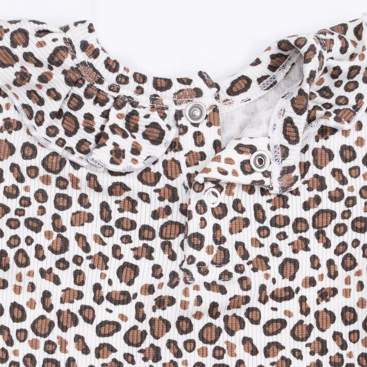 Angel Dear Baby Girl Long Sleeve Ruffle Top & Pant Set   1382S-F26-LPR   Leopard Rib