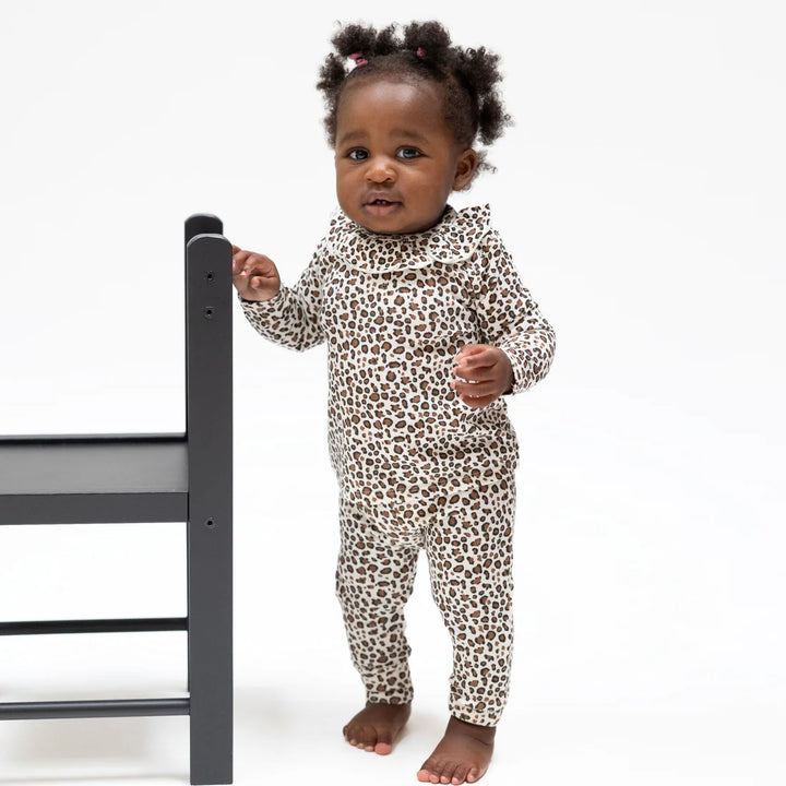 Angel Dear Baby Girl Long Sleeve Ruffle Top & Pant Set   1382S-F26-LPR   Leopard Rib