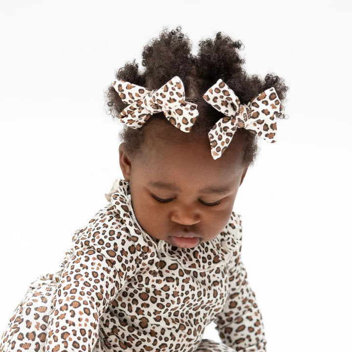 Angel Dear Baby Girl Bow Clips Set of 2   822-F26-LPR    Leopard Rib